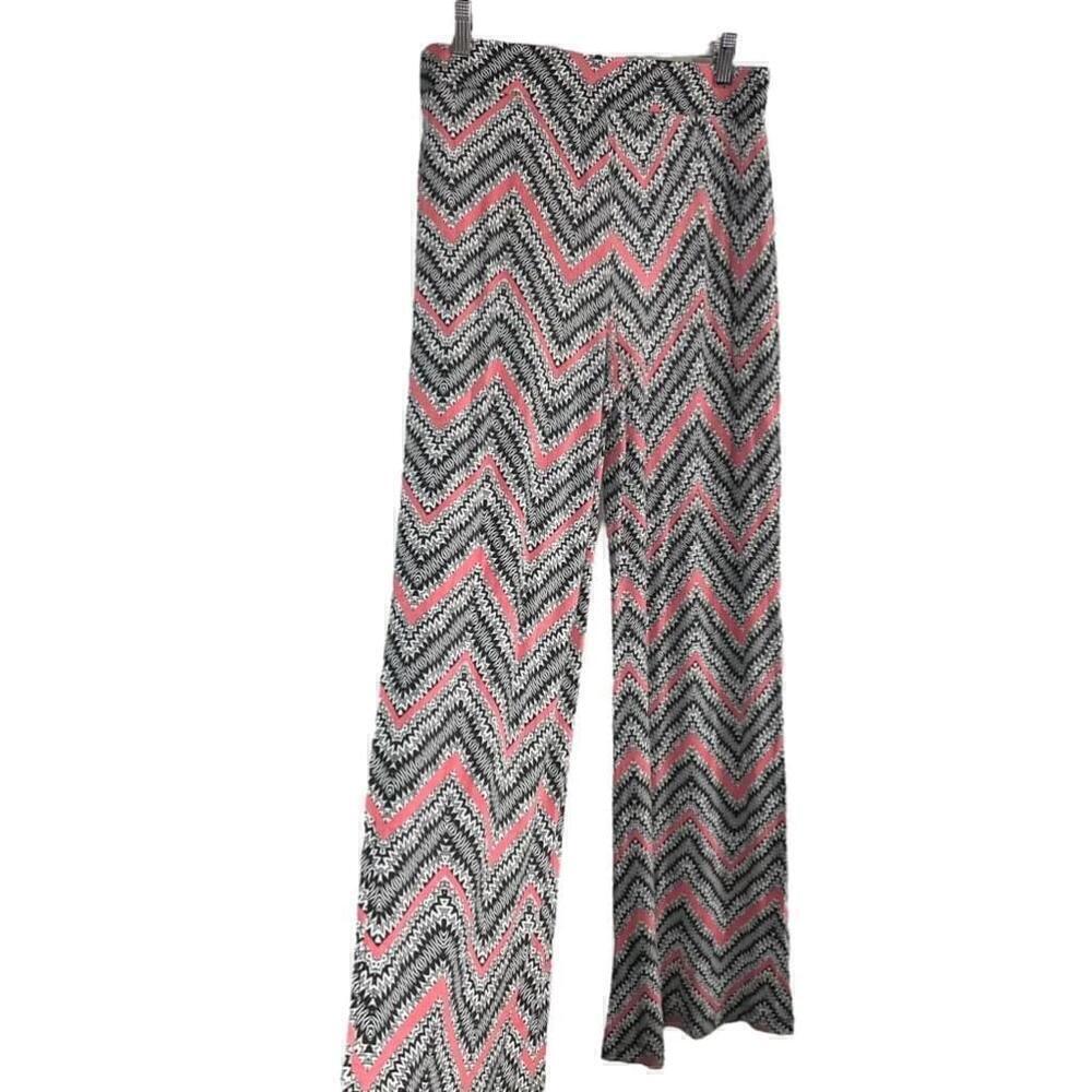 Mossimo Supply Co Palazzo Pants Medium Pink Black Chevron - Picture 8 of 9